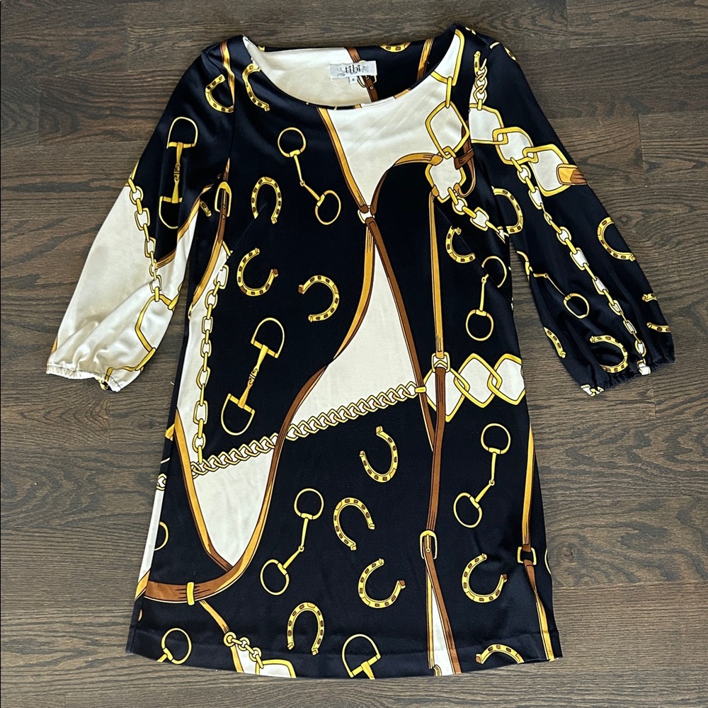 Tibi Black & White Chain-Print Mini Dress